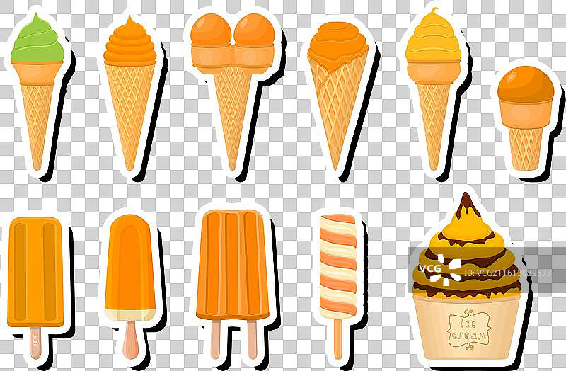 主题是冰淇淋，各种不同口味的冰棒图片素材