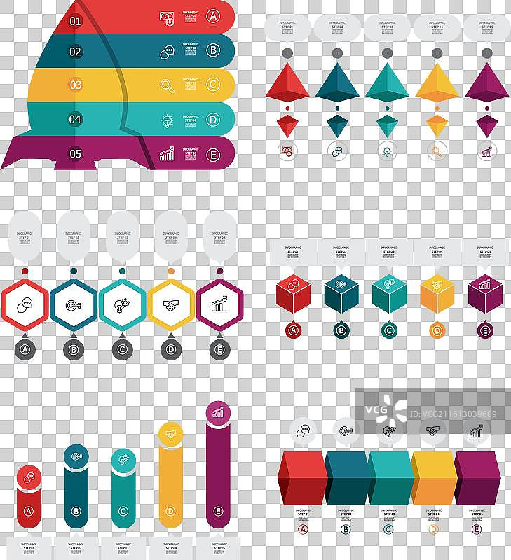 一套信息图表时间线商业工作流程图片素材