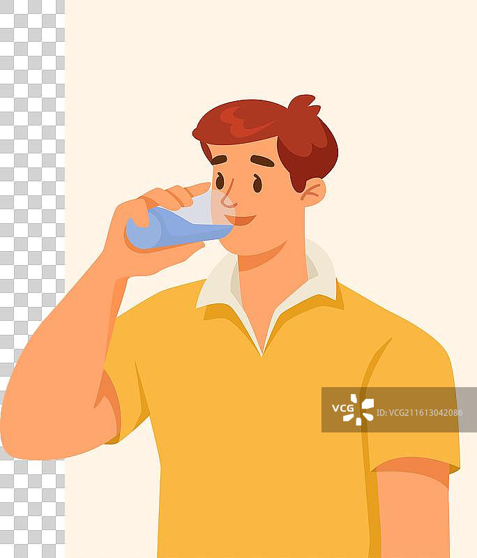 男人喝纯净水图片素材