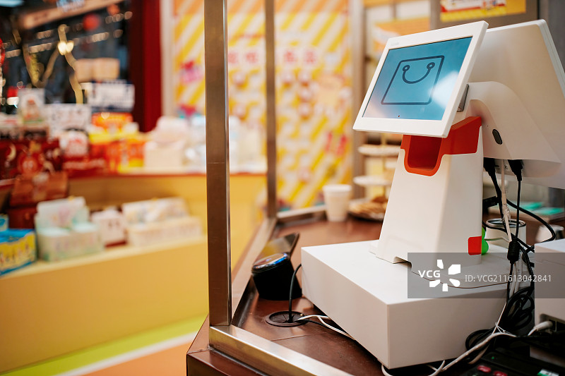 超市零售店收银终端图片素材