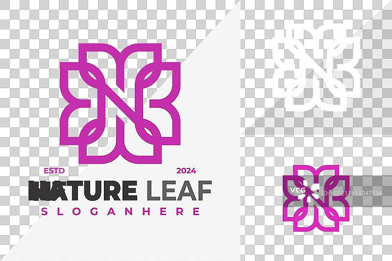 字母n自然叶子盛开标志设计符号图片素材