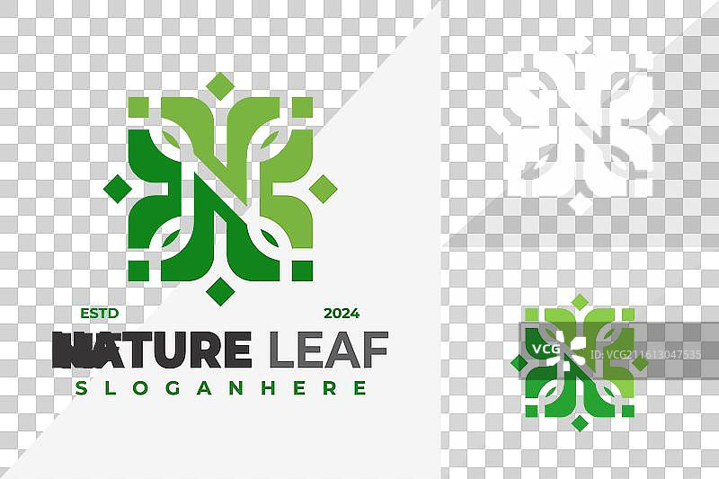 字母n绿色自然叶子标志设计符号图片素材