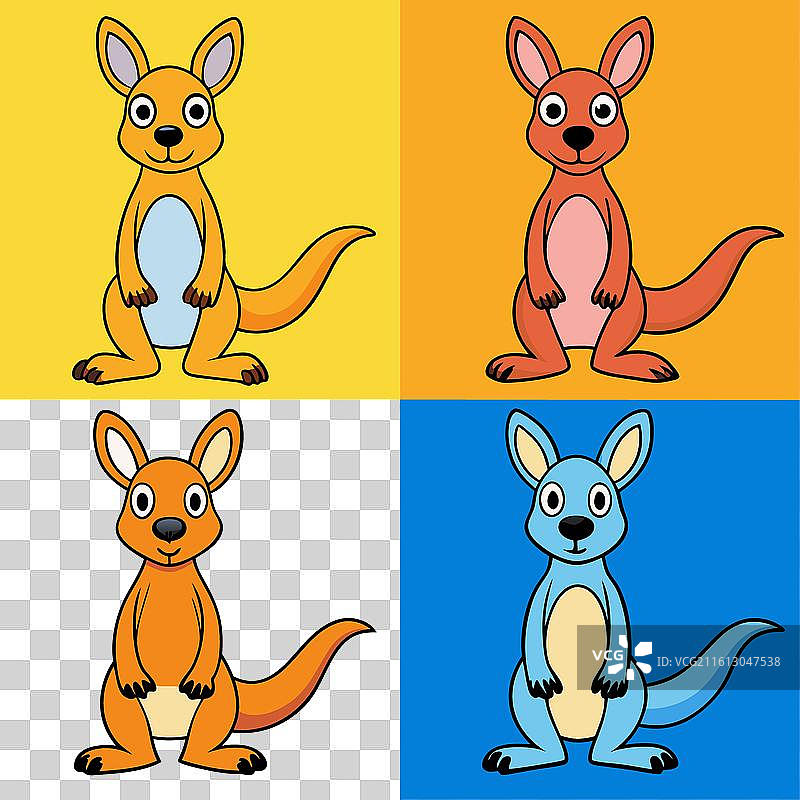 可爱的卡通袋鼠彩色插画图片素材