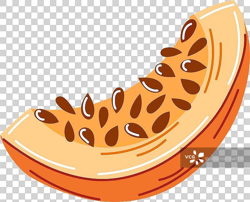 卡通风格的南瓜切片，可见南瓜籽图片素材