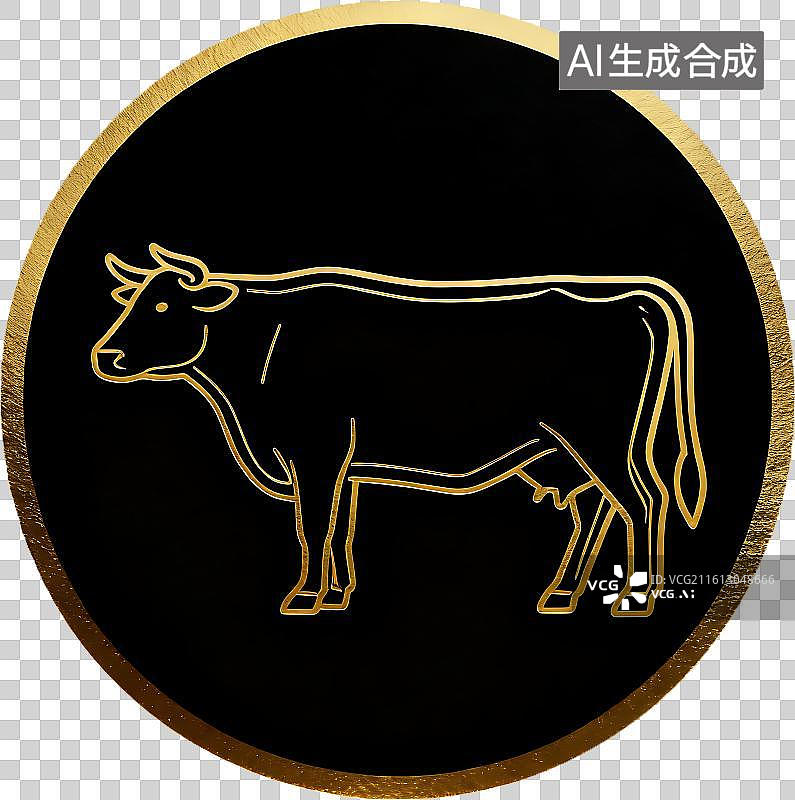 【AI数字艺术】高端黑金牛标签图片素材