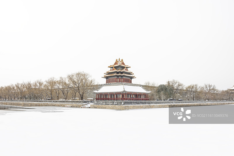 冬天北京故宫角楼雪景图片素材