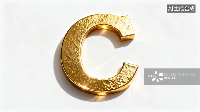【AI数字艺术】金色字母C特写图片素材