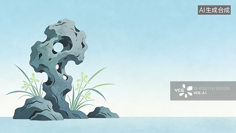 【AI数字艺术】奇石水草图片素材