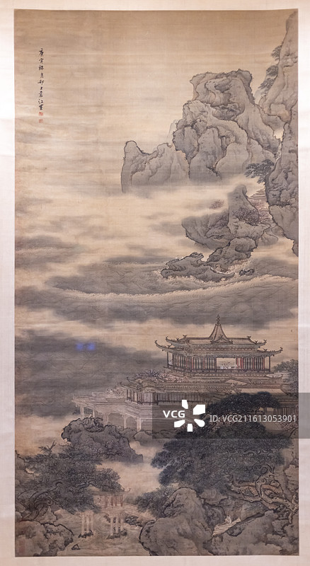 清 袁江 观涛图轴 上海博物馆图片素材