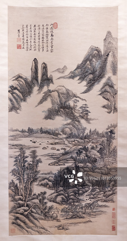 清 王原祁 仿高克恭云山轴 上海博物馆图片素材