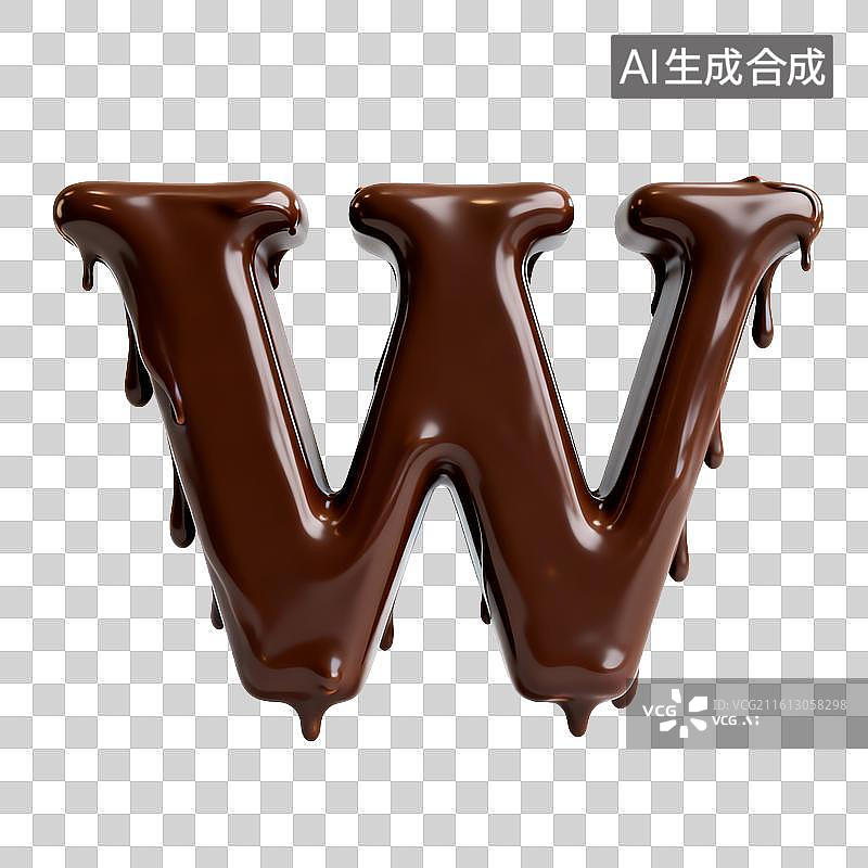 【AI数字艺术】巧克力流淌的3d字母w图片素材