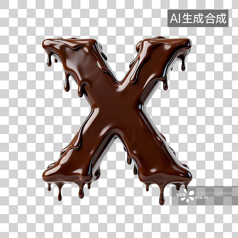 【AI数字艺术】巧克力流淌的3d字母x图片素材