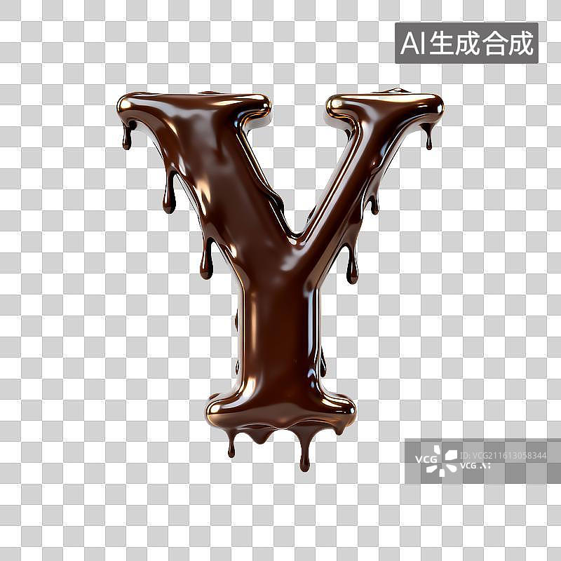 【AI数字艺术】巧克力流淌的3d字母y图片素材