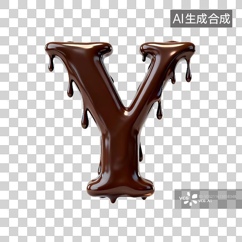 【AI数字艺术】巧克力流淌的3d字母y图片素材