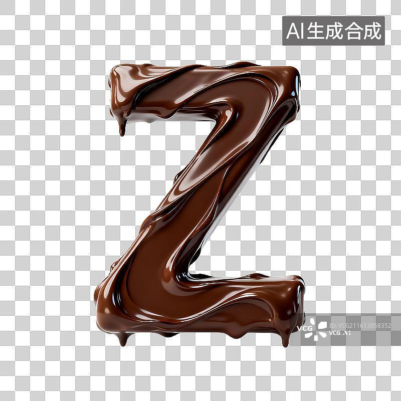 【AI数字艺术】巧克力流淌的3d字母z图片素材