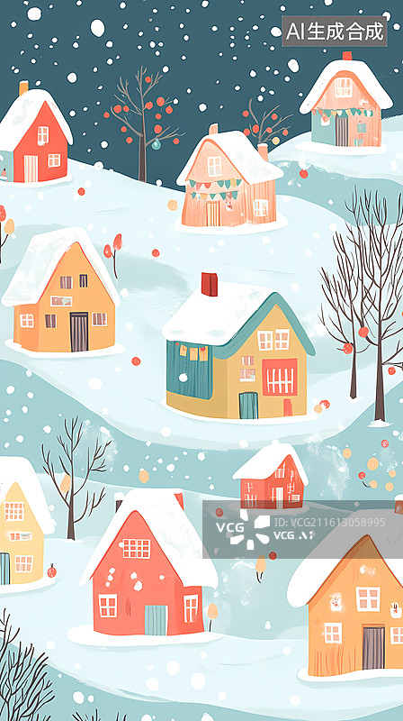 【AI数字艺术】圣诞节的童话小镇图片素材