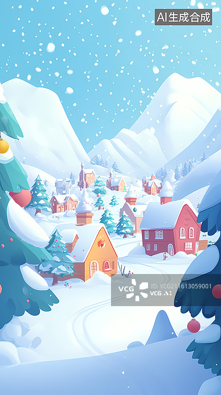 【AI数字艺术】圣诞节的童话小镇图片素材