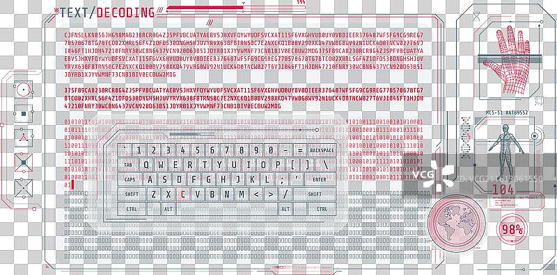 未来感界面的数据录入与文本解码图片素材