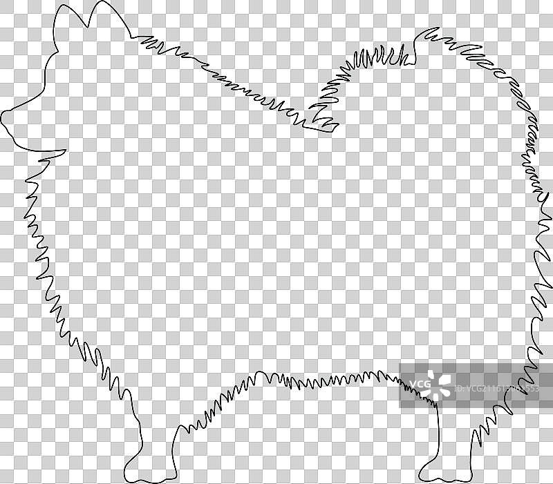 斯皮茨犬的线条轮廓，孤立的图片素材