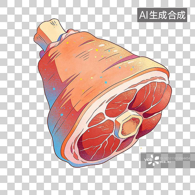 【AI数字艺术】猪肘子食物插画图片素材