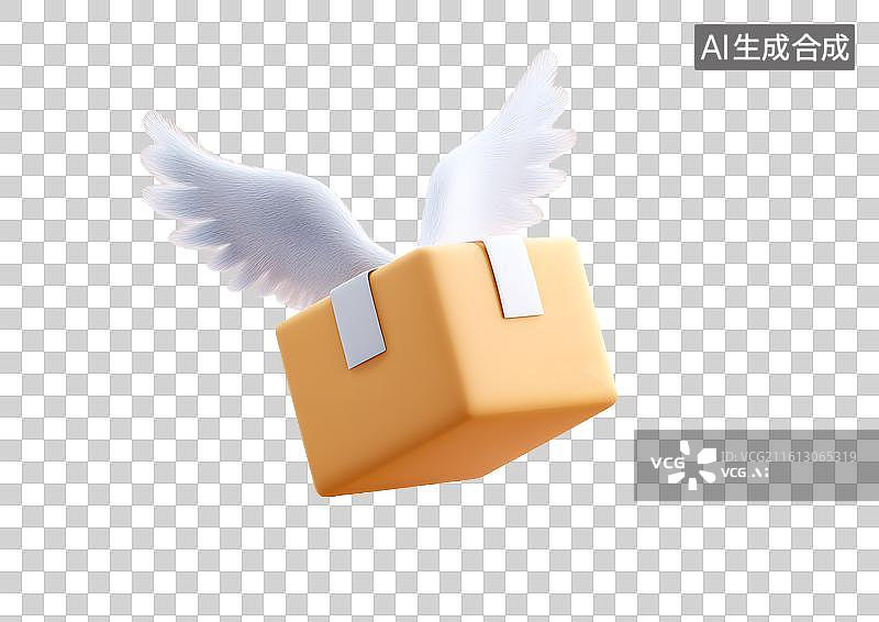 【AI数字艺术】一个长翅膀的包裹盒图片素材