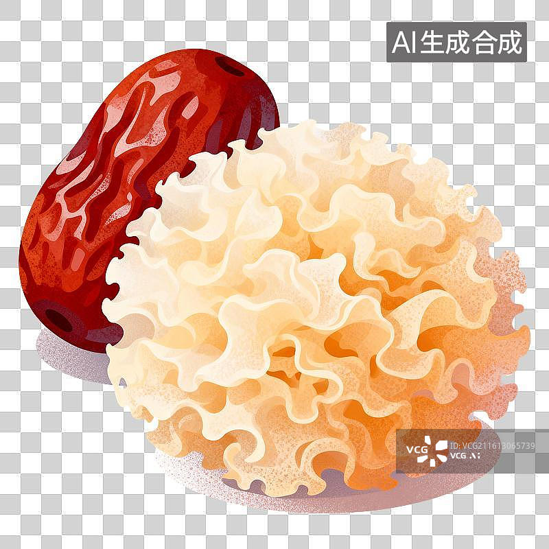 【AI数字艺术】银耳红枣插画图片素材