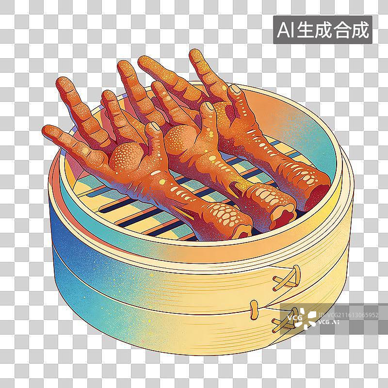 【AI数字艺术】粤式凤爪美食插画图片素材