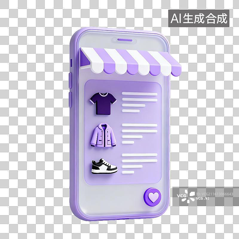 【AI数字艺术】3D磨砂玻璃材质手机应用界面电商购物衣服服饰购物类网页应用界面搜索框线上选购元素图片素材