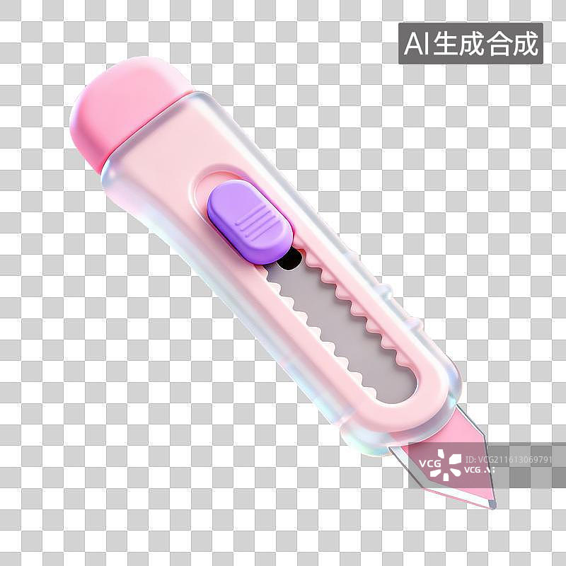 【AI数字艺术】3D磨砂玻璃材质美工刀工具元素图片素材