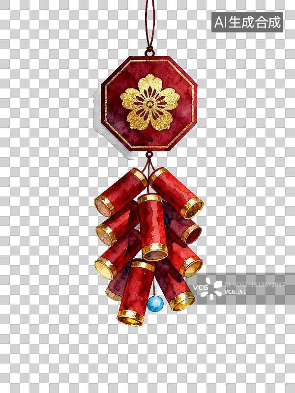 【AI数字艺术】新春挂饰红金风节日装饰场景图片素材