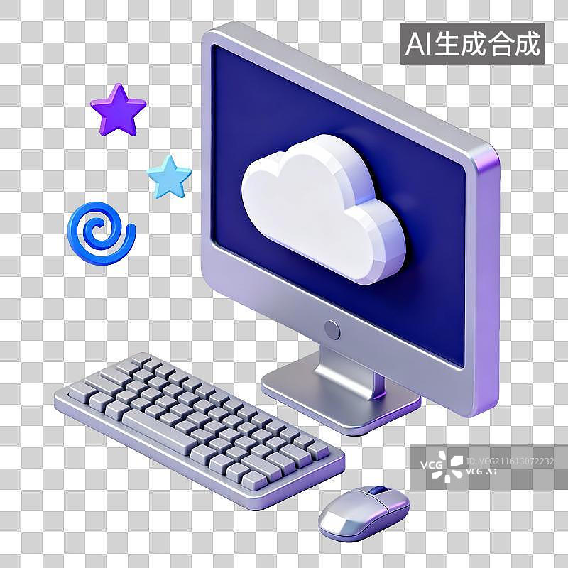 【AI数字艺术】电脑设备科技感云端办公场景图片素材