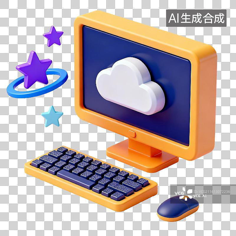 【AI数字艺术】电脑设备科技感云端办公场景图片素材