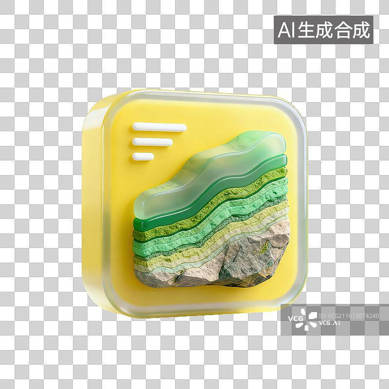 【AI数字艺术】3D磨砂玻璃材质多层纹理的岩层岩石地质地质结构岩层样本元素图片素材