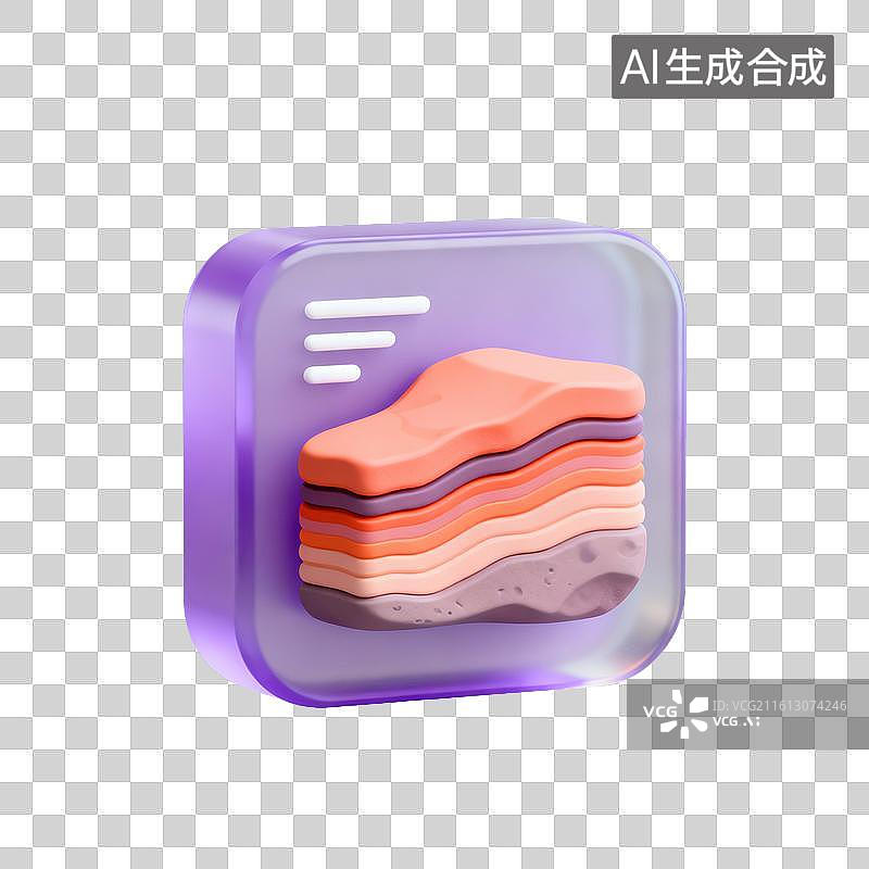 【AI数字艺术】3D磨砂玻璃材质多层纹理的岩层岩石地质地质结构岩层样本元素图片素材