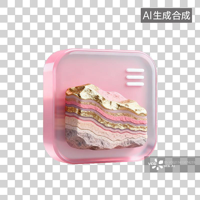 【AI数字艺术】3D磨砂玻璃材质多层纹理的岩层岩石地质地质结构岩层样本元素图片素材