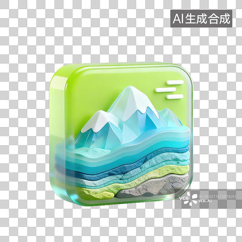 【AI数字艺术】3D磨砂玻璃材质多层纹理的岩层岩石地质地质结构岩层样本元素图片素材