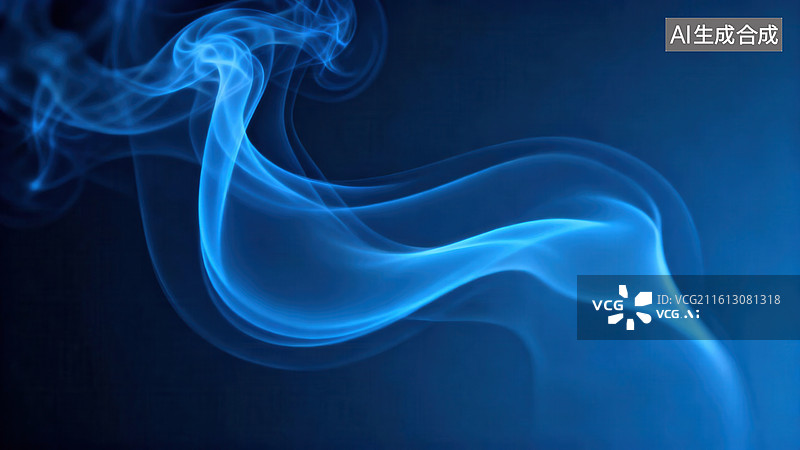 【AI数字艺术】蓝色烟雾流动形态图片素材