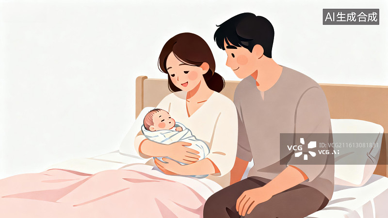 【AI数字艺术】父母怀抱婴儿温馨场景图片素材