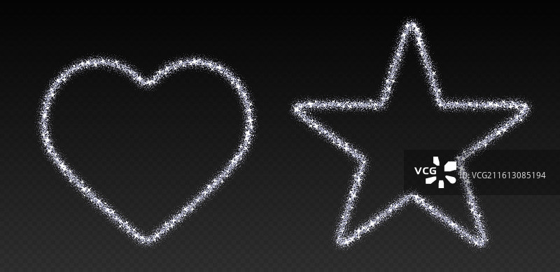 银色闪光心形边框，闪耀的边框图片素材