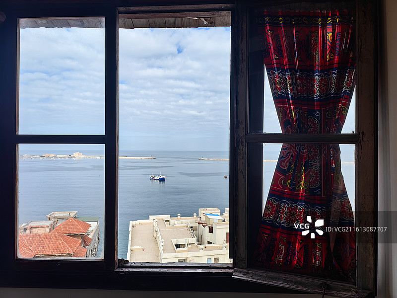 埃及亚历山大地中海城堡古迹灯塔图片素材