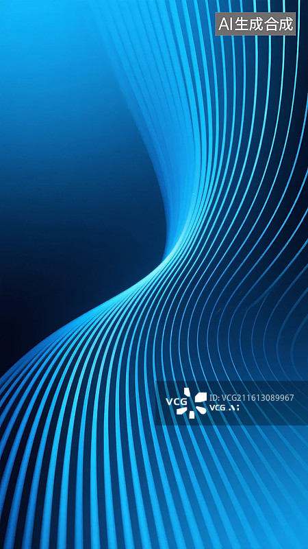 【AI数字艺术】蓝色曲线抽象背景图片素材