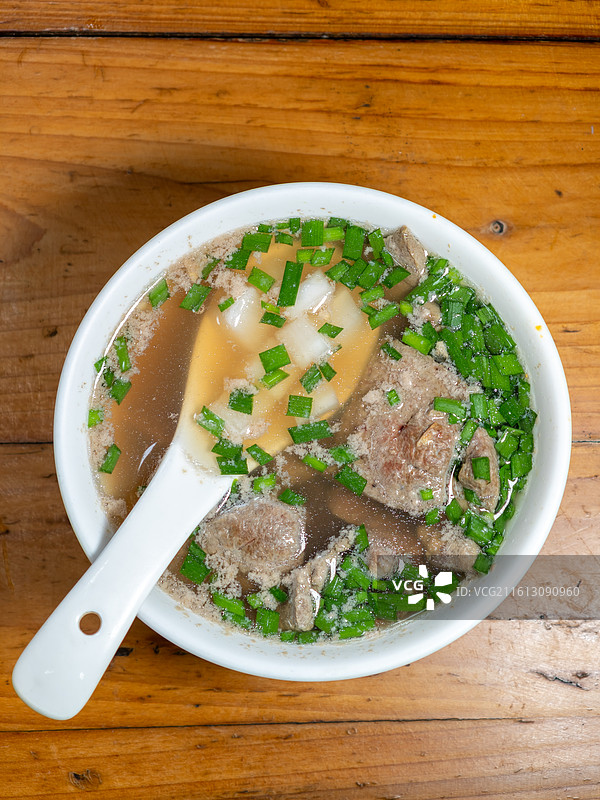 广州西关传统美食牛三星汤特写图片素材