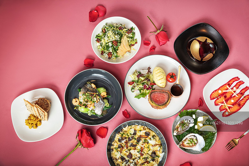 法式情人节美食套餐图片素材