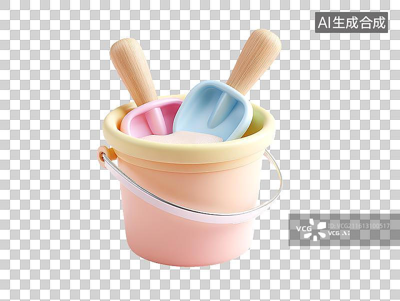 【AI数字艺术】一个塑料桶和铲子图片素材