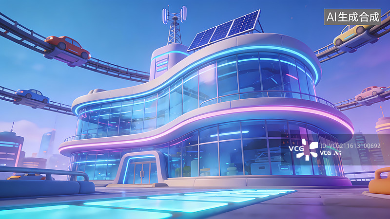【AI数字艺术】未来科技感智能建筑图片素材