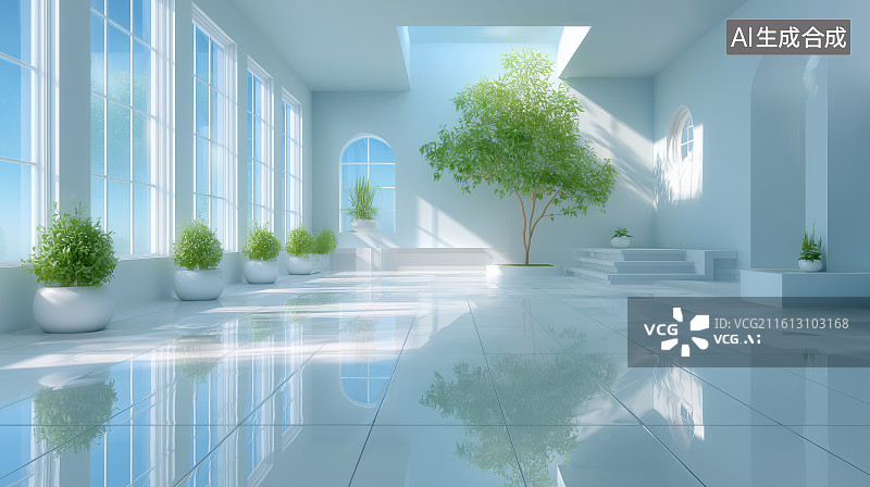 【AI数字艺术】室内绿植与光影图片素材