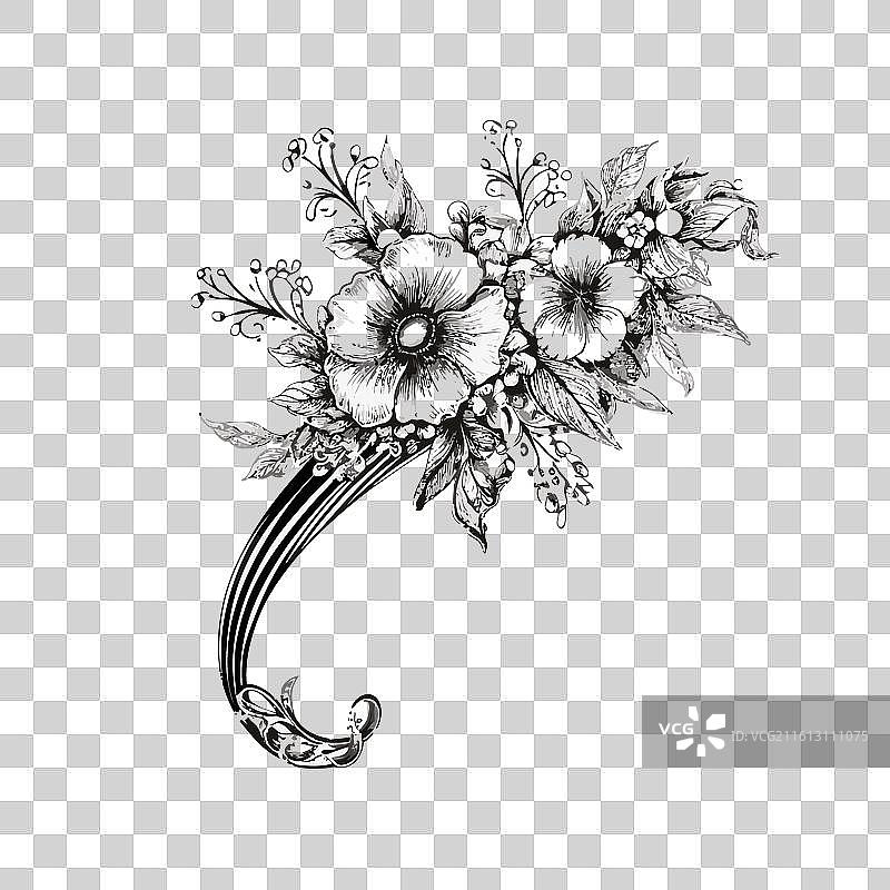 黑白花束图片素材