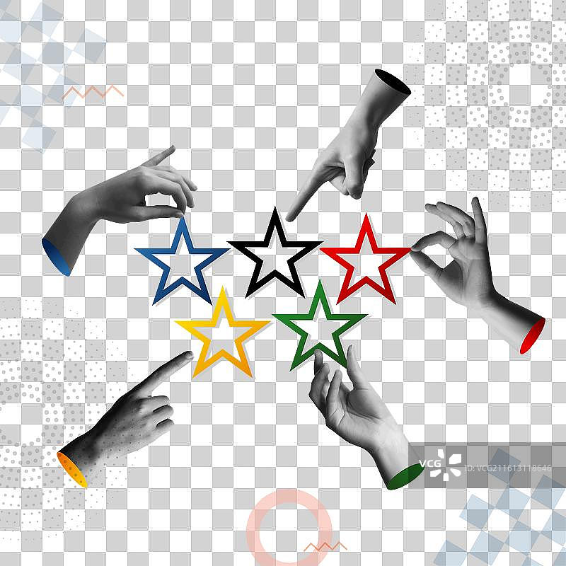 手持彩星，象征奥运精神图片素材