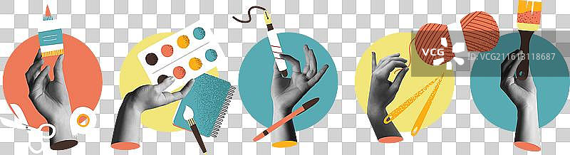 多样的爱好与休闲，复古风格的手部特写图片素材