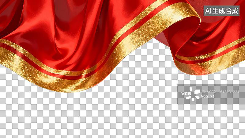 【AI数字艺术】红金丝带光泽感商业装饰背景图片素材